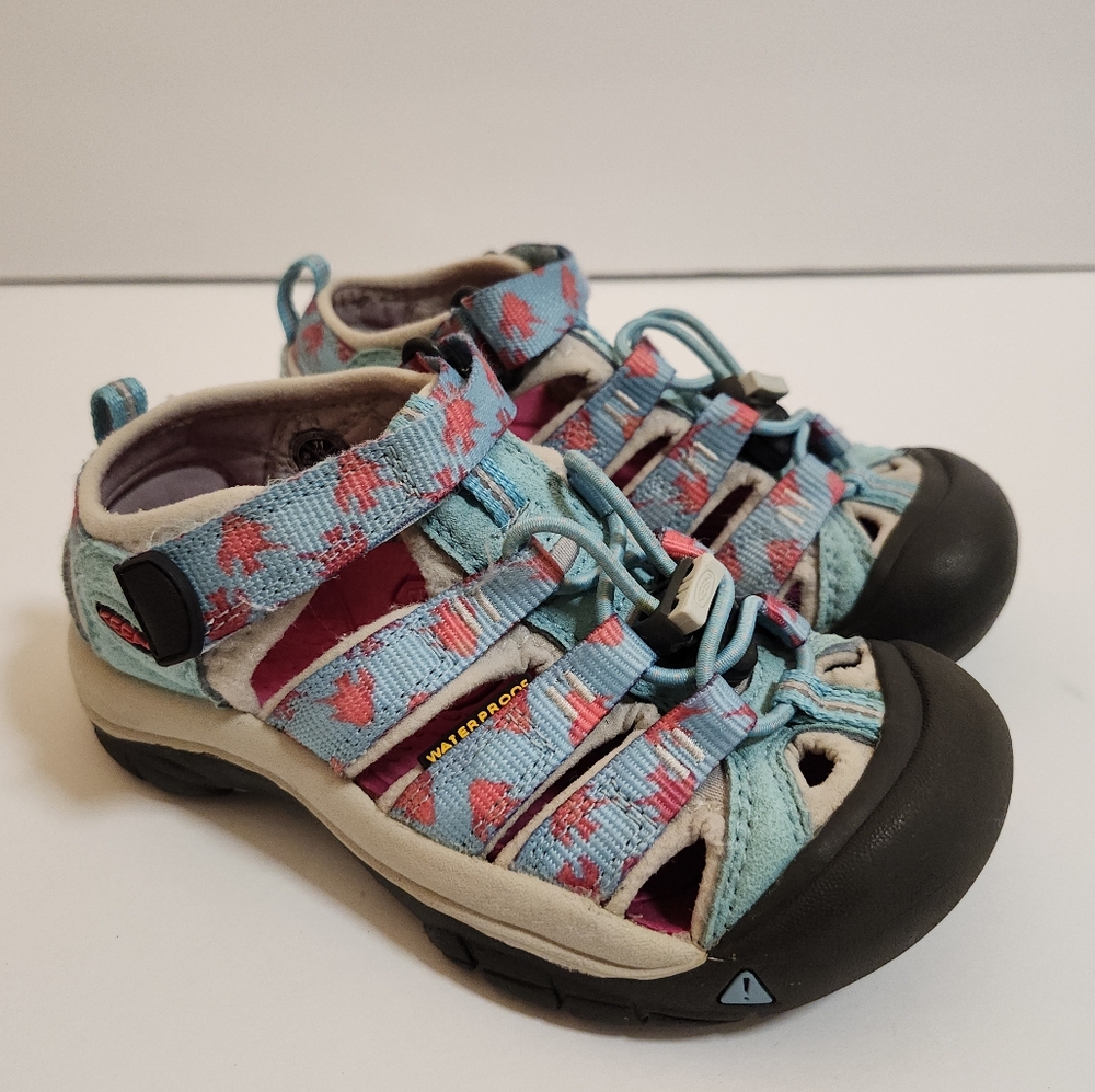 Keen 1024239 Newport H2 Sea Camp Fish Teal/Pink Water Sandal Toddler 11US GUC